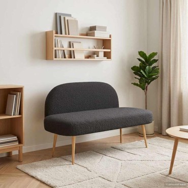 vidaXL Δερμάτινος Πάγκος με Πλάτη Μαύρο 110x60x76cm Μπουκλέ