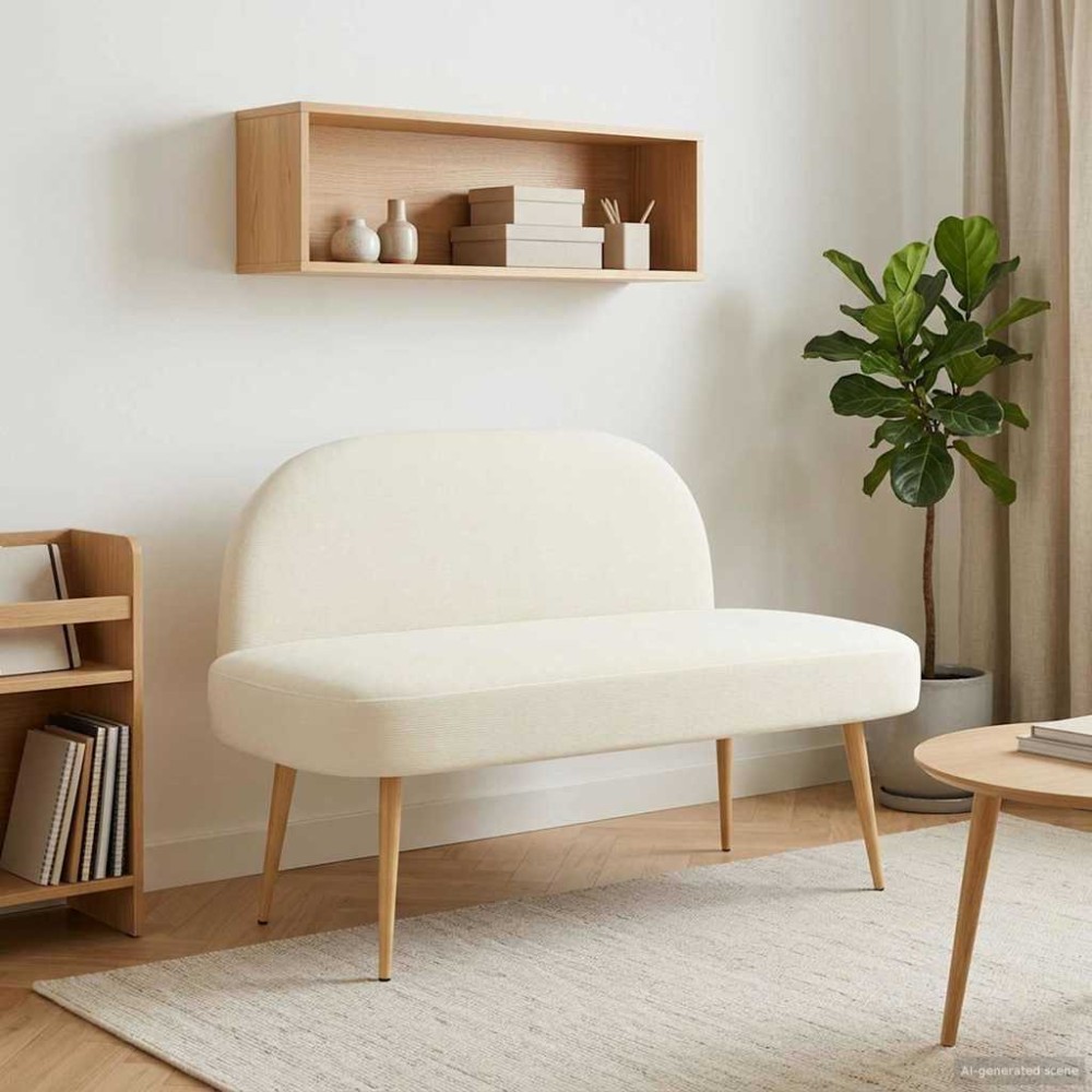 vidaXL Δερμάτινος Πάγκος με Πλάτη Κρεμ 110x60x76cm