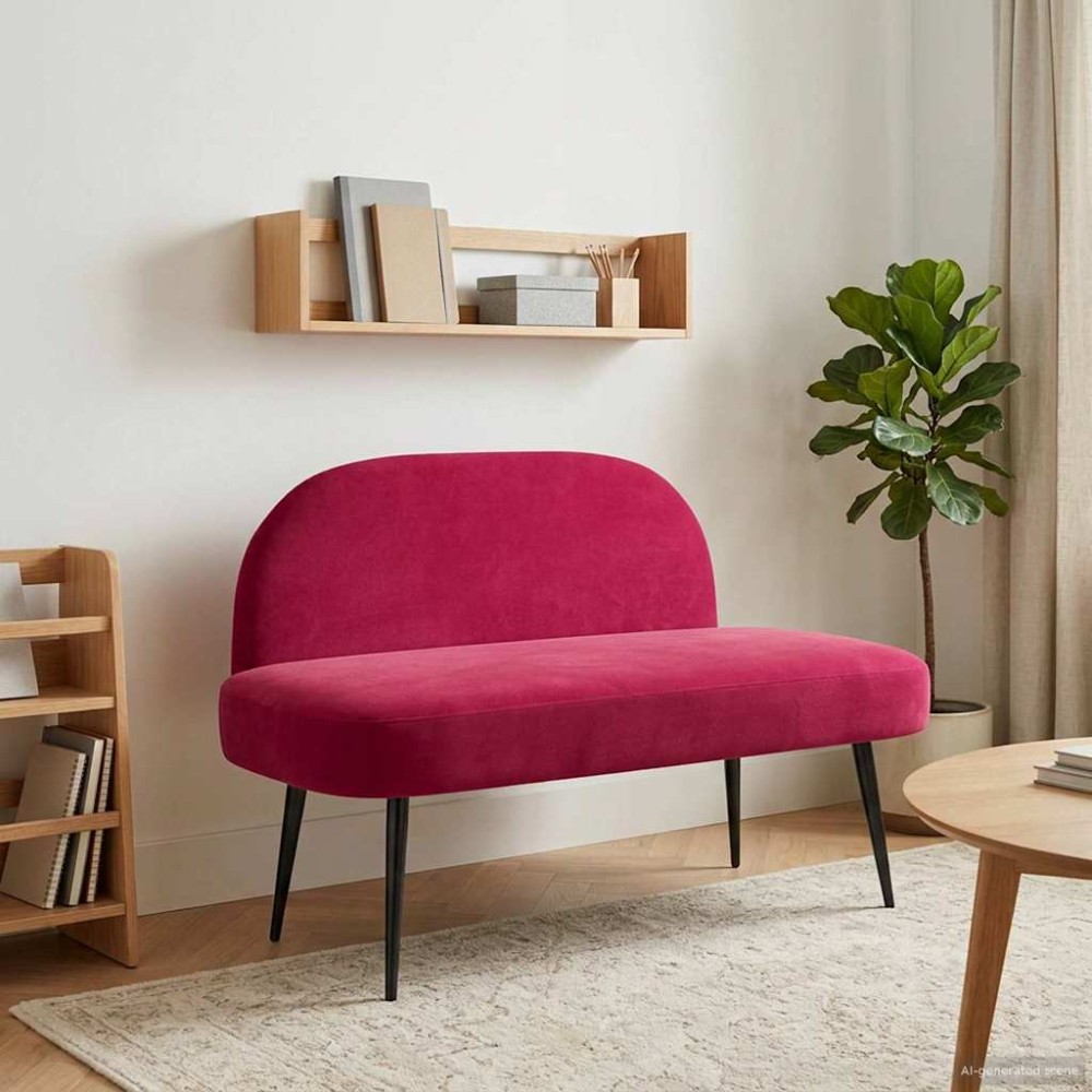 vidaXL Δερμάτινος Πάγκος με Πλάτη Μπορντό 110x60x76cm Βελούδο