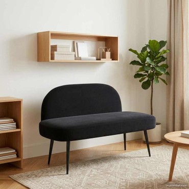 vidaXL Δερμάτινος Πάγκος με Πλάτη Μαύρο 110x60x76cm Βελούδο
