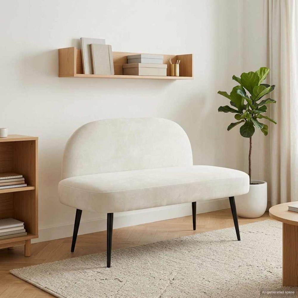 vidaXL Δερμάτινος Πάγκος με Πλάτη Κρεμ 110x60x76cm Βελούδο