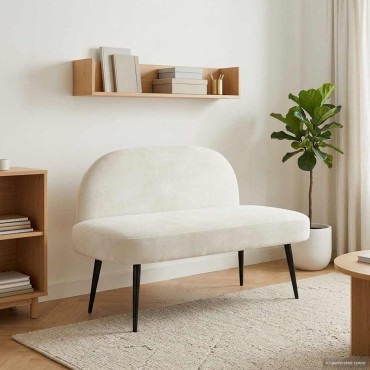 vidaXL Δερμάτινος Πάγκος με Πλάτη Κρεμ 110x60x76cm Βελούδο