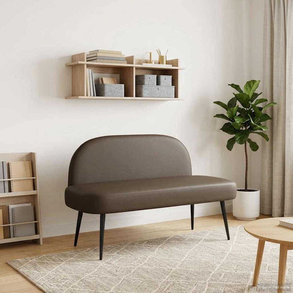 vidaXL Δερμάτινος Πάγκος με Πλάτη Γκρι 110x60x76cm Τεχνητό Δέρμα