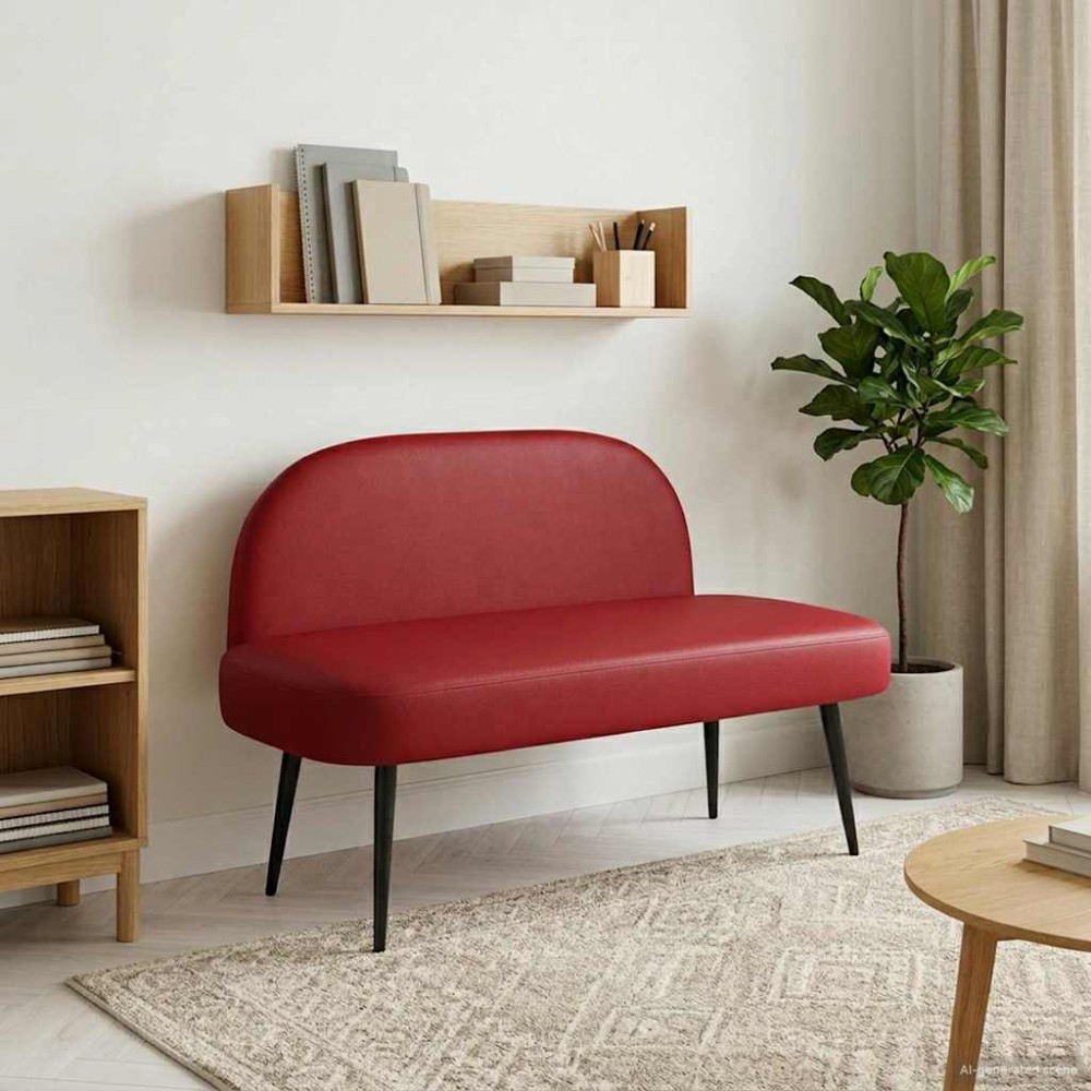 vidaXL Δερμάτινος Πάγκος με Πλάτη Μπορντό 110x60x76cm
