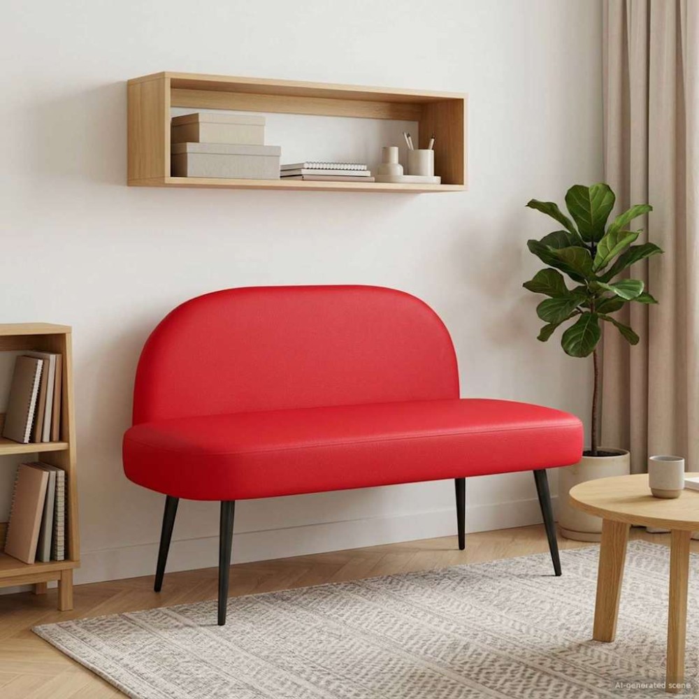 vidaXL Δερμάτινος Πάγκος με Πλάτη Κόκκινο 110x60x76cm