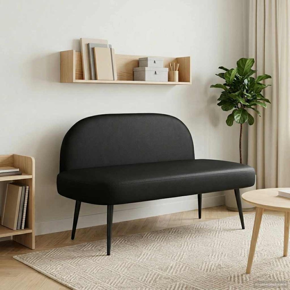 vidaXL Δερμάτινος Πάγκος με Πλάτη Μαύρο 110x60x76cm Τεχνητό Δέρμα