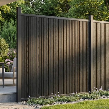 vidaXL Πάνελ Φράχτη WPC και Αλουμίνιο Μαύρο 180x186cm