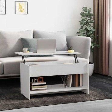 vidaXL Τραπεζάκι Σαλονιού Γυαλ. Λευκό 102x50x52,5cm Επεξεργ. Ξύλο 1 τεμ.