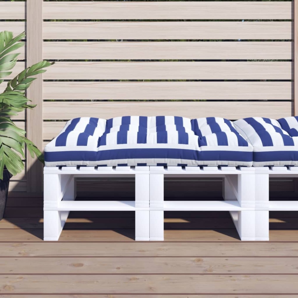 vidaXL Μαξιλάρι Παλέτας Μπλε & Λευκό Ριγέ 120x80x12cm Υφασμάτινο