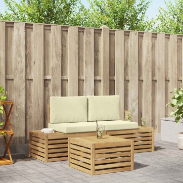 vidaXL Σειρά Καναπέ Εξωτερικού Λευκό 59x59x37cm Πολυεστέρας