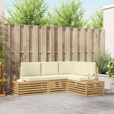 vidaXL Σειρά Καναπέ Εξωτερικού Λευκό 213,5x154,5x73cm Πολυεστέρας