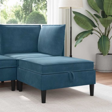 vidaXL Σκαμπό Καναπέ με Αποθήκη Μπλε Βελούδο 70x70x40cm