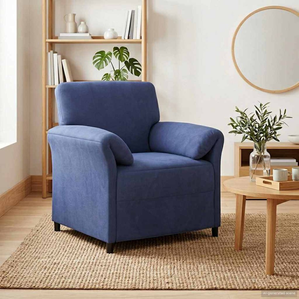 vidaXL Καναπές 1-θέσιος Μπλε Αστυνομίας 88x83x95cm Βελούδο
