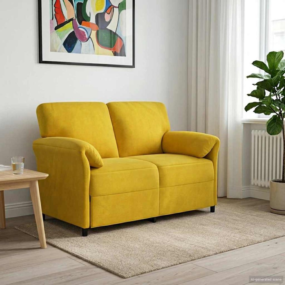 vidaXL Καναπές 2 ατόμων Κίτρινο 138x83x95cm Βελούδο