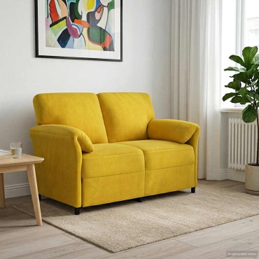 vidaXL Καναπές 2 ατόμων Κίτρινο 138x83x95cm Βελούδο