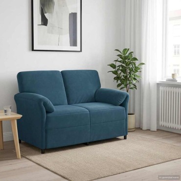 vidaXL Καναπές 2 ατόμων Μπλε 138x83x95cm Βελούδο