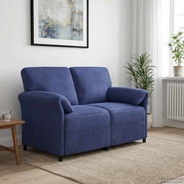 vidaXL Καναπές 2 ατόμων Μπλε Αστυνομίας 138x83x95cm Βελούδο