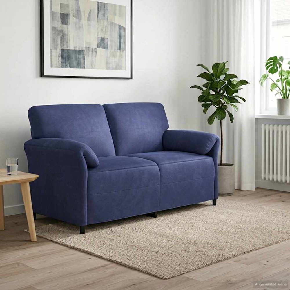 vidaXL Καναπές 2 ατόμων Μπλε Αστυνομίας 158x83x95cm Βελούδο