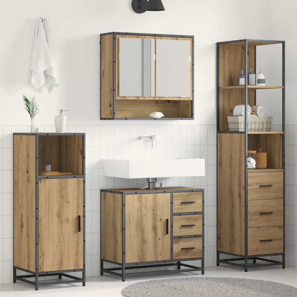 vidaXL Σετ Επίπλων Μπάνιου 3 τεμ. Artisan Oak Επεξεργασμένο Ξύλο