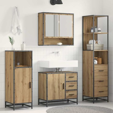 vidaXL Σετ Επίπλων Μπάνιου 3 τεμ. Artisan Oak Επεξεργασμένο Ξύλο