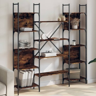 vidaXL Βιβλιοθήκη Καπνιστή Δρυς 155,5x24x166,5cm Επεξεργασμένο Ξύλο 1 τεμ.