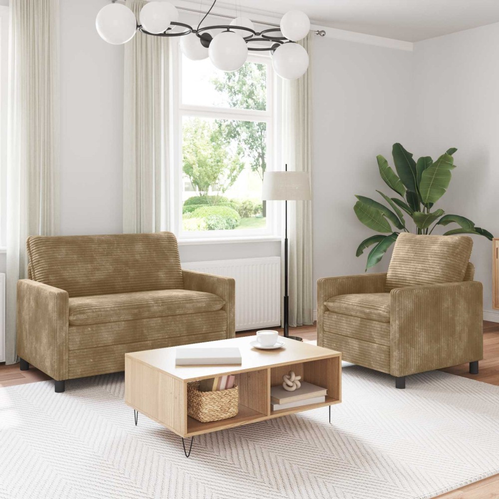 vidaXL Σετ Καναπέ 2 τεμ. Taupe Πολυεστέρας 126x81x87,5cm  Διθέσιος