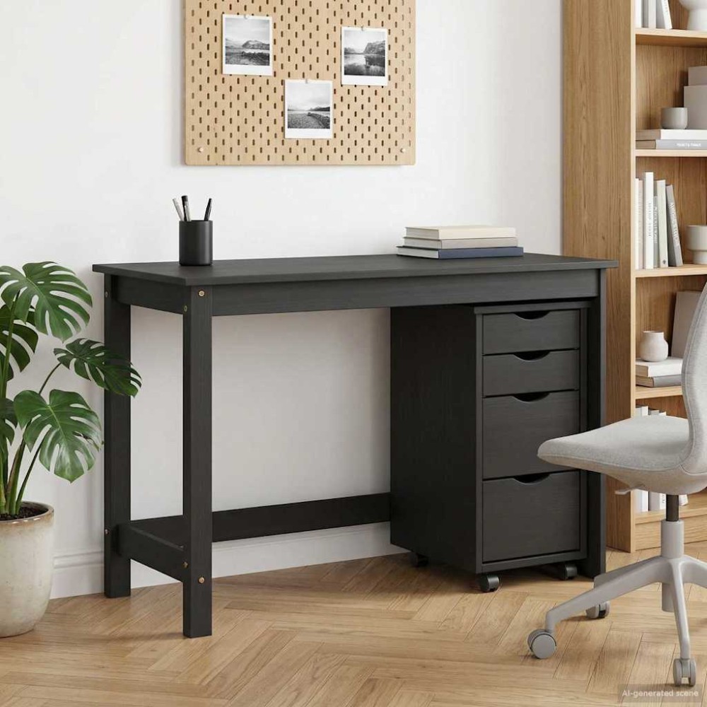 vidaXL Σετ Γραφείου και Κινητού Ντουλαπιού MOSS 2 τμχ. Μαύρο