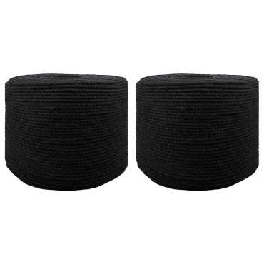 vidaXL Cotton Twine 2 τμχ. 2 mm 100 m Μαύρο 100% Βαμβάκι