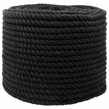 vidaXL Κωτόσχοινo 10 mm 25 m Μαύρο 100% Βαμβάκι