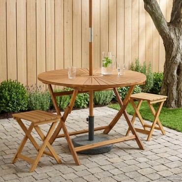 vidaXL Αναδιπλούμενο Τραπέζι Κήπου Φυσικό 110x75cm 1 τεμ.
