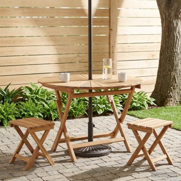 vidaXL Αναδιπλούμενο Τραπέζι Κήπου Φυσικό 110x75cm 1 τεμ.