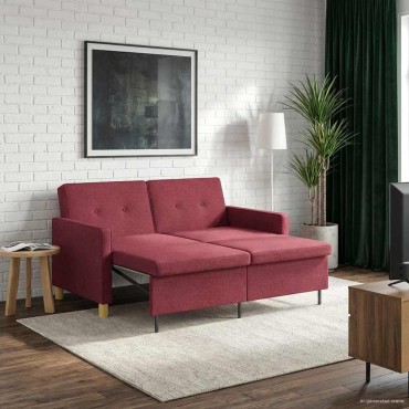 vidaXL Καναπές Κρεβάτι Κόκκινο Ύφασμα 154x94,5x80,5cm 1 τεμ. Γωνιακός