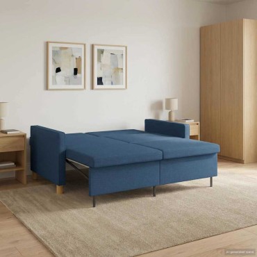 vidaXL Καναπές Κρεβάτι Μπλε Ύφασμα 154x94,5x80,5cm 1 τεμ. Γωνιακός