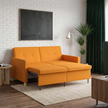 vidaXL Καναπές Κρεβάτι Σκούρο κίτρινο Ύφασμα 154x94,5x80,5cm 1 τεμ. Γωνιακός