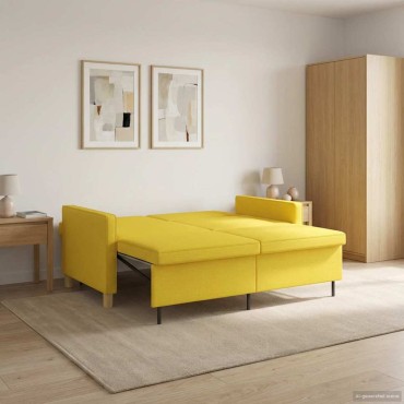 vidaXL Καναπές Κρεβάτι Απαλό Κίτρινο Ύφασμα 154x94,5x80,5cm 1 τεμ. Γωνιακός