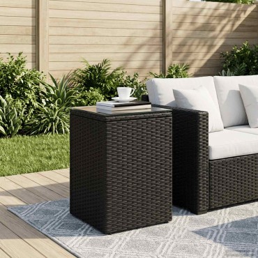 vidaXL Τραπεζάκι Πλευράς Μαύρο 35x35x50cm συνθετικό ρατάν 1 τεμ.