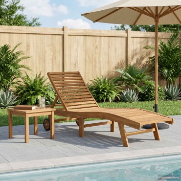 vidaXL Ξαπλώστρα Στερεό Ξύλο Τίκ Καφέ 200x59,5x35cm 1 τεμ.