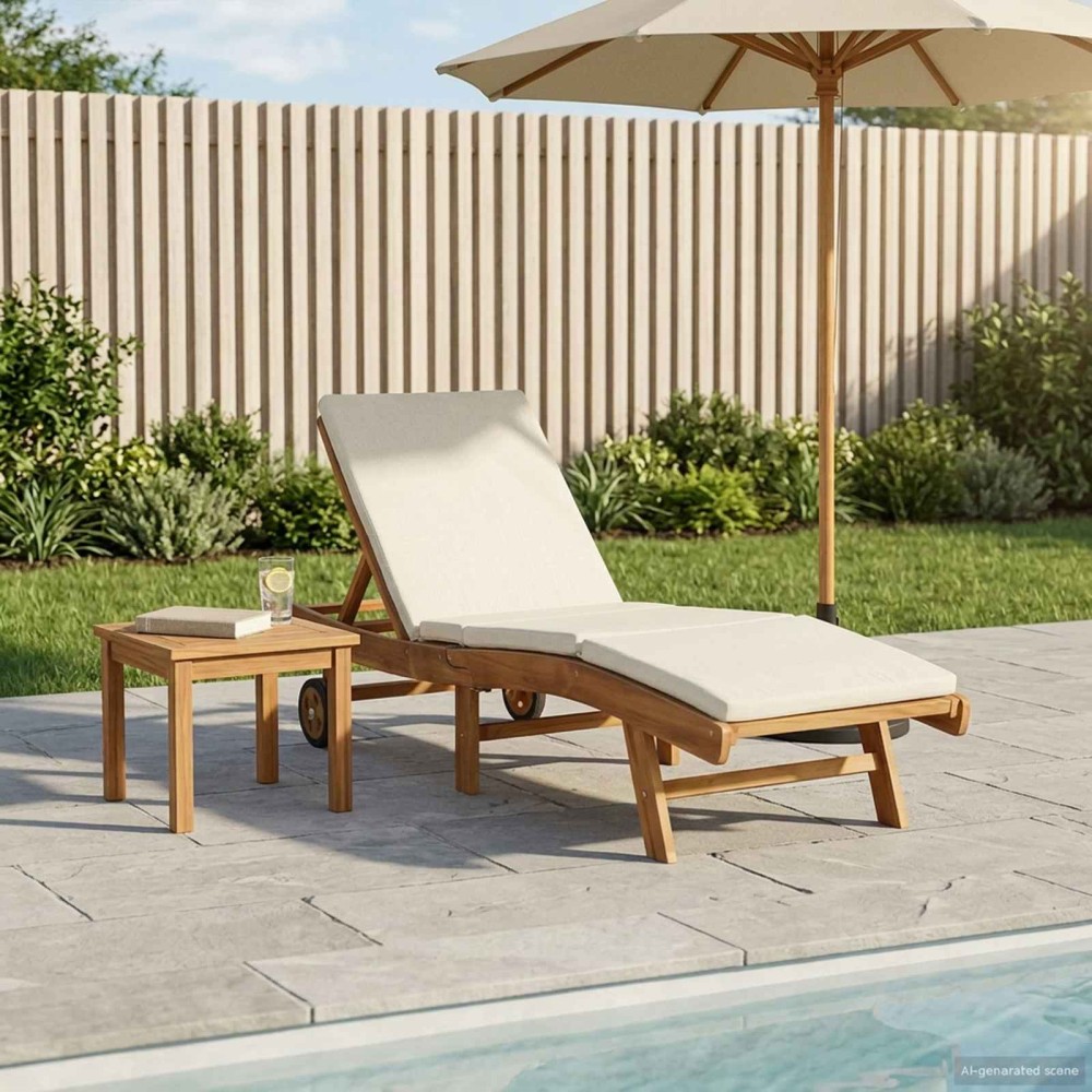 vidaXL Ξαπλώστρα Πολυεστέρας Καφέ και Κρεμ 200x59,5x35cm 1 τεμ.