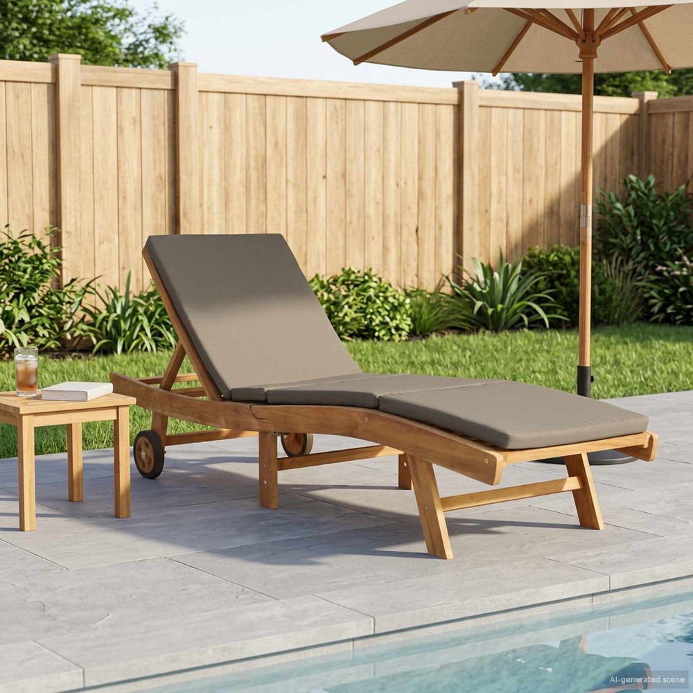 vidaXL Ξαπλώστρα Πολυεστέρας Καφέ και Taupe 200x59,5x35cm 1 τεμ.