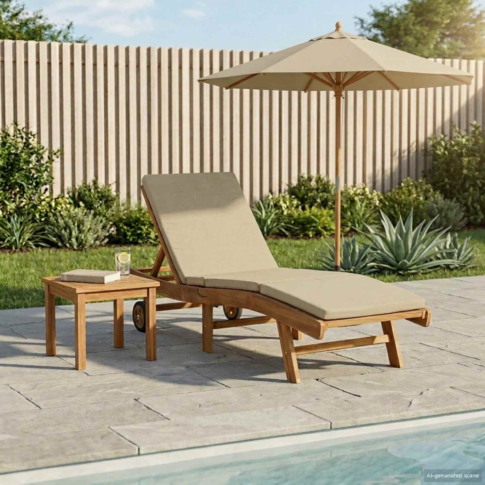 vidaXL Ξαπλώστρα Πολυεστέρας Καφέ και μπεζ 200x59,5x35cm 1 τεμ.