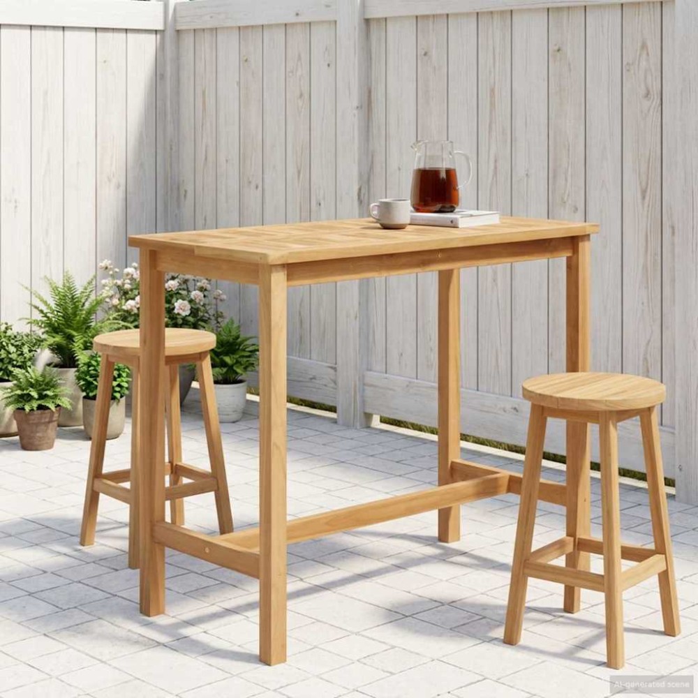 vidaXL Τραπέζι μπαρ Φυσικό 110x60x105cm Στερεό Τίκ 1 τεμ.