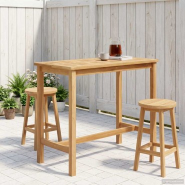 vidaXL Τραπέζι μπαρ Φυσικό 110x60x105cm Στερεό Τίκ 1 τεμ.