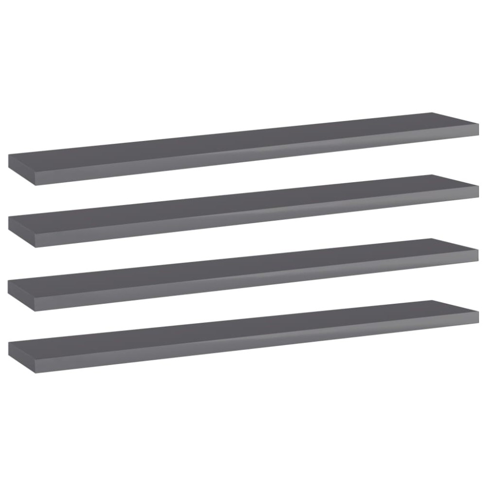 vidaXL Ράφια Βιβλιοθήκης 4 τεμ. Γυαλ. Γκρι 60x10x1,5cm Μοριοσανίδα