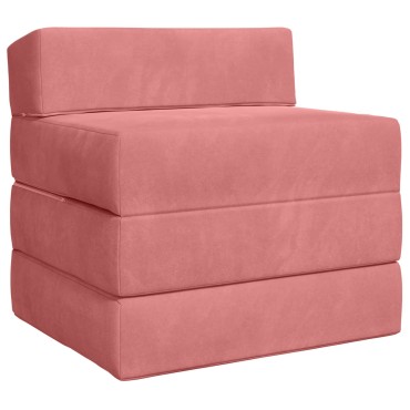 vidaXL Κρεβάτι Καναπέ Αναδιπλούμενο Ροζ 200x70x15cm Βελούδο