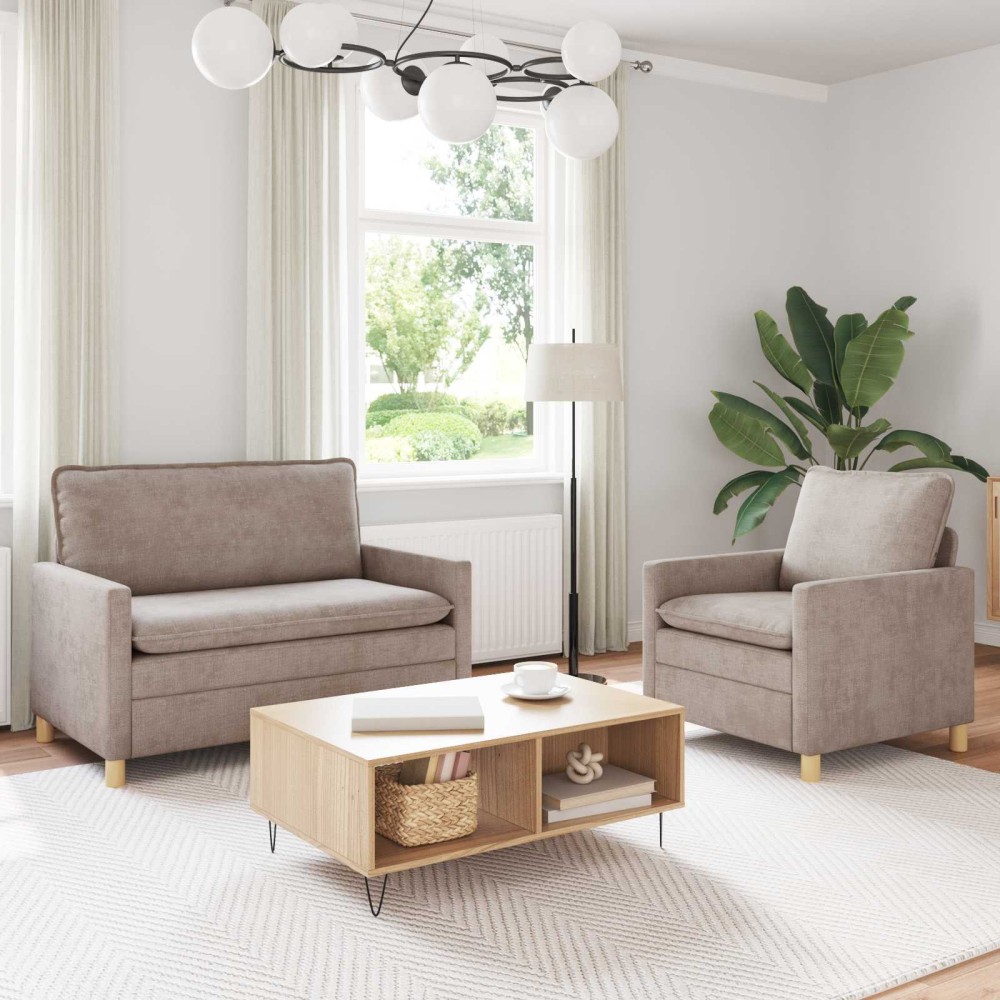 vidaXL Σετ Καναπέ 2 τεμ. Μπεζ Πολυεστέρας 126x81x87,5cm  Διθέσιος