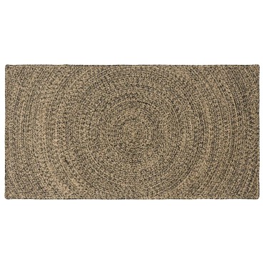 vidaXL Χαλί Περιοχής Φυσικό και Μαύρο 80x150cm Γιούτα