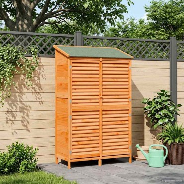 vidaXL Αποθήκη Κήπου Καφέ 106 x 56 x 176,5 εκ Στερεό Ξύλο Πεύκου