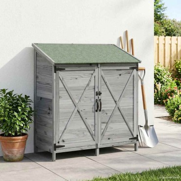 vidaXL Αποθήκη Κήπου Γκρι 106 x 56 x 113,5 εκ Στερεό Ξύλο Πεύκου