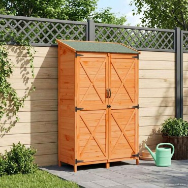 vidaXL Αποθήκη Κήπου Καφέ 106 x 56 x 176,5 εκ Στερεό Ξύλο Πεύκου