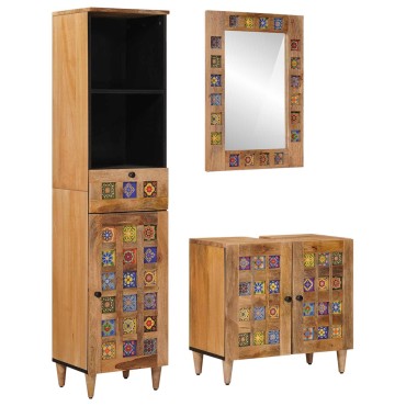 vidaXL Σετ Επίπλων Μπάνιου 3 τεμ. Φυσικό 38x33x160cm